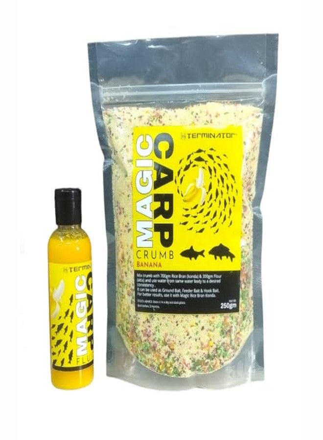 AUF HTERMINATOR Magic CARP Crumb 250GM and Magic CARP Fluid 100ML Fish Bait Combo (Banana Combo) - Image 1